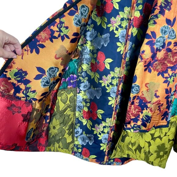 Alembika Floral Patchwork Kimono Jacket Brocade Jacquard Art to Wear Boho Luxe M - Picture 11 of 13